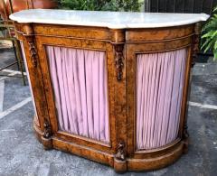 Antique Victorian Burl Walnut Sideboard Vitrine Buffet W Mirror - 1818316