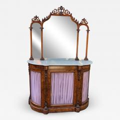 Antique Victorian Burl Walnut Sideboard Vitrine Buffet W Mirror - 1818806