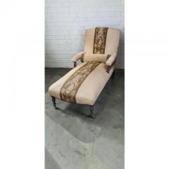 Antique Victorian Eastlake Chaise Lounge W Tapestry Stripe - 4762487