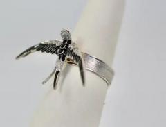 Antique Victorian Enamel Swallow Ring - 3458841