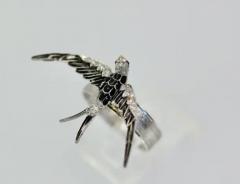 Antique Victorian Enamel Swallow Ring - 3458842