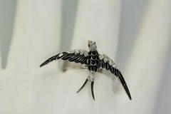 Antique Victorian Enamel Swallow Ring - 3458862