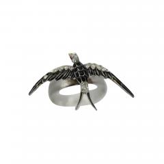 Antique Victorian Enamel Swallow Ring - 3572094