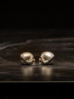 Antique Victorian Mens Sterling Silver Skull Shirt Collar Stud Button - 4269889