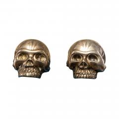 Antique Victorian Mens Sterling Silver Skull Shirt Collar Stud Button - 4344811