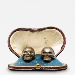 Antique Victorian Mens Sterling Silver Skull Shirt Collar Stud Button - 4344812