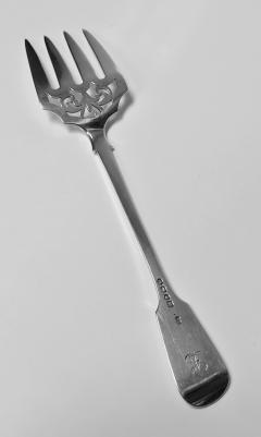 Antique Victorian Silver Fiddle Serving Meat Fork London 1850 George Adams - 1076062