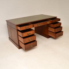 Antique Victorian Walnut Leather Top Partners Desk - 3008867
