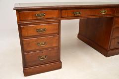 Antique Victorian Walnut Leather Top Partners Desk - 3008874