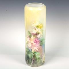 Antique Vienna Austria Hand Painted Porcelain Floral Vase By Leonard Co - 3624350