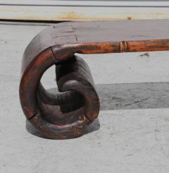 Antique Vintage Chinese Scroll Stand Side Table Elm Wood - 2995509