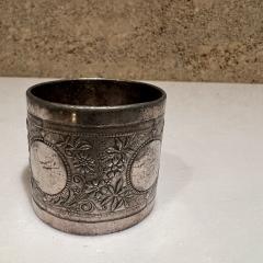 Antique Vintage Silverplated Napkin Ring Holder Pretty Gay Floral - 2618743