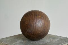 Antique Wabi Sabi Style Ball in Carved Wood - 4396124