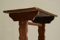 Antique Wabi Sabi Style Trestle Side Table in Solid Oak - 4394855