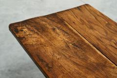 Antique Wabi Sabi Style Trestle Side Table in Solid Oak - 4394857