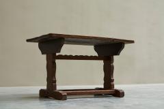 Antique Wabi Sabi Style Trestle Side Table in Solid Oak - 4394879