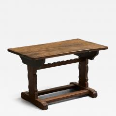 Antique Wabi Sabi Style Trestle Side Table in Solid Oak - 4396867