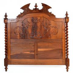 Antique Walnut Bed Louis XIII French Barley Twist Queen Full Size - 161264