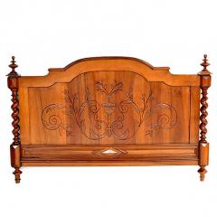 Antique Walnut Bed Louis XIII French Barley Twist Queen Full Size - 161265