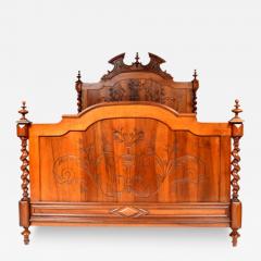 Antique Walnut Bed Louis XIII French Barley Twist Queen Full Size - 161981