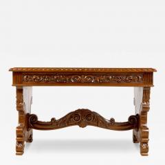 Antique Walnut Spanish library table Spain 1880 s - 3985086