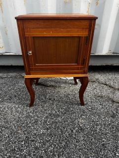 Antique Walnut w Satin Inlay Chamber Pot Bedside Cabinet - 4519074