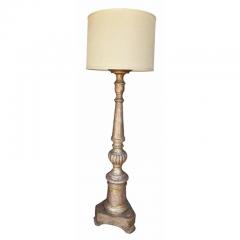 Antique White Gold Giltwood Floor Lamp W Custom Shade - 4586384