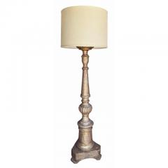 Antique White Gold Giltwood Floor Lamp W Custom Shade - 4586385