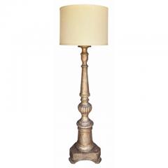 Antique White Gold Giltwood Floor Lamp W Custom Shade - 4586387