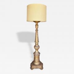 Antique White Gold Giltwood Floor Lamp W Custom Shade - 4589534