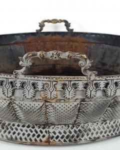 Antique White Metal Centerpiece with Tole Liner circa 1900 - 3481541