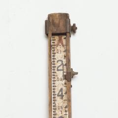 Antique Wood Ruler Adjustable Extension Patinated Metal Hinges Easy to Read - 1664154
