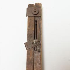 Antique Wood Ruler Adjustable Extension Patinated Metal Hinges Easy to Read - 1664155