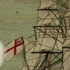 Antique Woolie Sailors Woolwork Embroidery of a Ship - 4422767