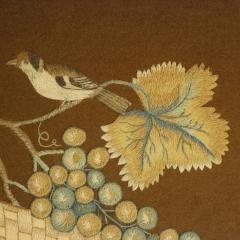 Antique Woolwork Embroidery with Fruit Basket and Bird - 4212332