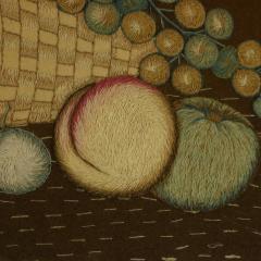 Antique Woolwork Embroidery with Fruit Basket and Bird - 4212335