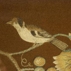 Antique Woolwork Embroidery with Fruit Basket and Bird - 4212336