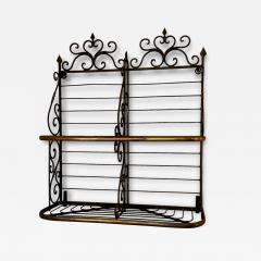 Antique Wrought Iron Bronze Wall Hanging Bakers Rack - 3372573