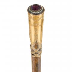 Antique amethyst and pearl inlaid walking stick - 4039308