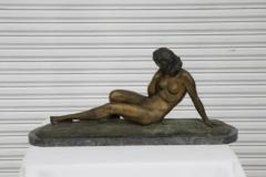 Antique bronze sculpture reclining woman - 4148059