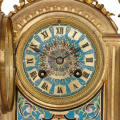 Antique cloisonne enamel and gilt bronze clock set - 4187133