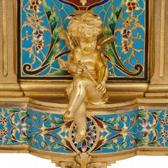 Antique cloisonne enamel and gilt bronze clock set - 4187134