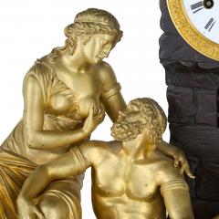Antique early 19th century Empire style gilt and patinated bronze mantel clock - 4272186