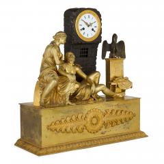 Antique early 19th century Empire style gilt and patinated bronze mantel clock - 4272187