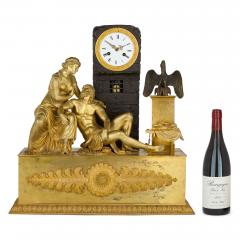 Antique early 19th century Empire style gilt and patinated bronze mantel clock - 4272191