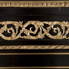 Antique ebonised wood gilt bronze and hardstone cabinet - 1481607