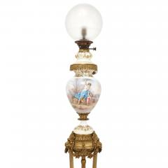 Antique gilt bronze and Sevres style porcelain floor standing lamp - 2329376