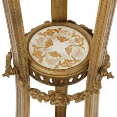 Antique gilt bronze and Sevres style porcelain floor standing lamp - 2329432