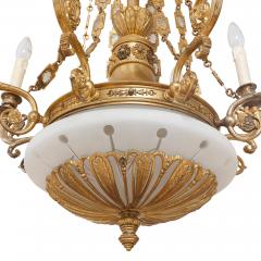 Antique gilt bronze and opaline glass chandelier - 1548898