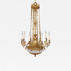 Antique gilt bronze and opaline glass chandelier - 1551300